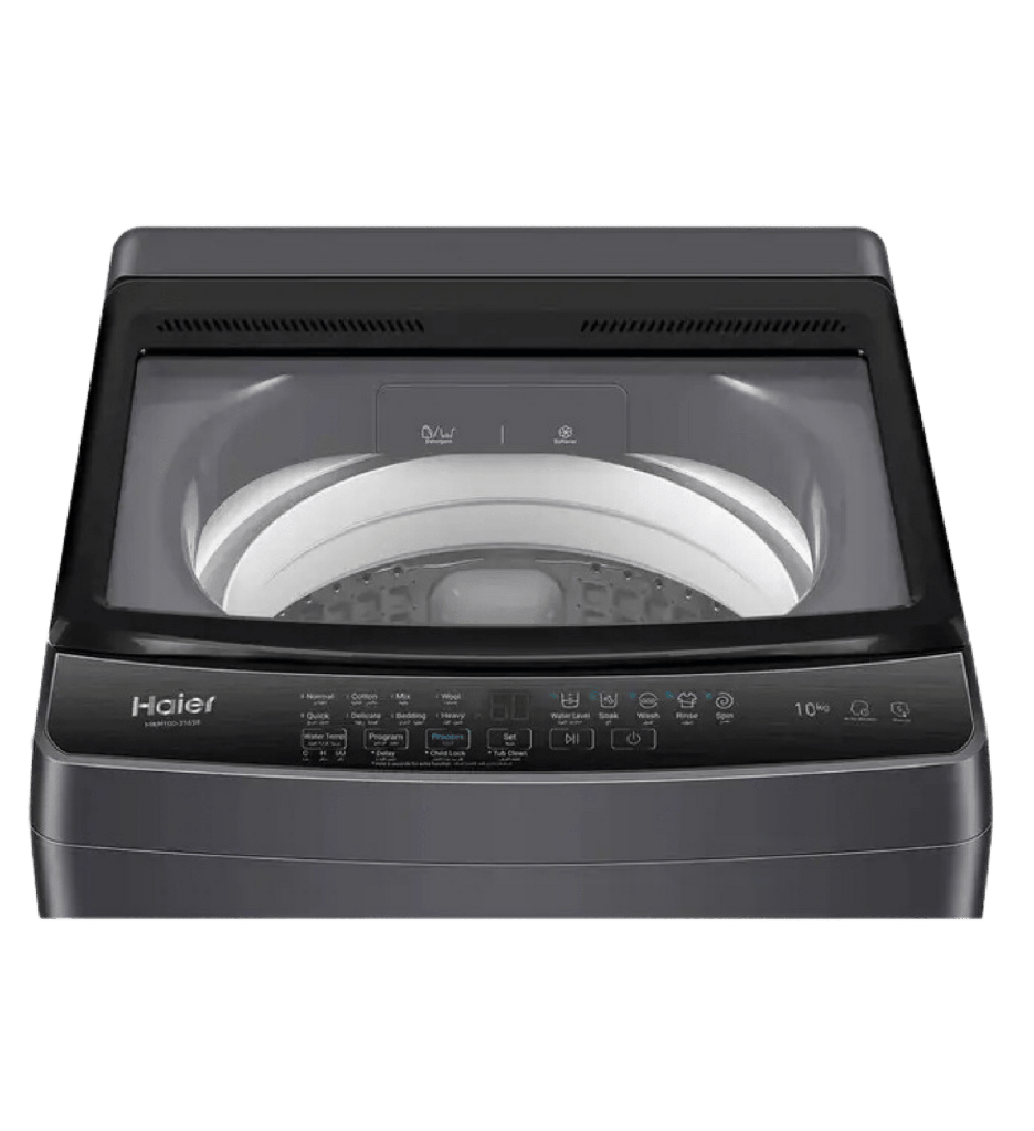 غساله هاير تحميل علوي 10ك سلفر غامق باب زجاج هيدروليك HWM100-316S8