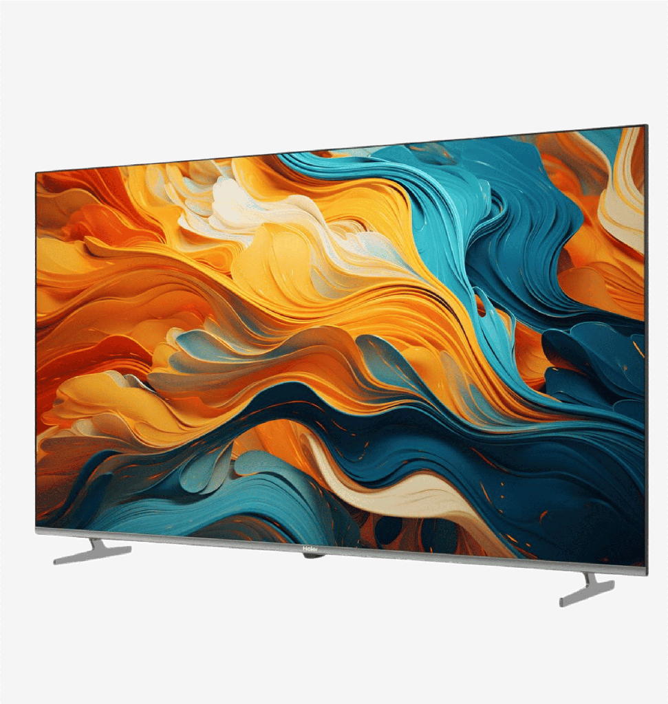 شاشه هاير 65 كيوليد سمارت 4K بدون فريم رسيفر داخلي جوجل TV تحكم صوتي بالريموت H65S80EU