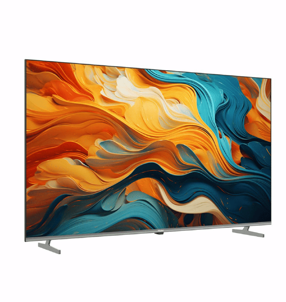 شاشه هاير 65 كيوليد سمارت 4K بدون فريم رسيفر داخلي جوجل TV تحكم صوتي بالريموت H65S80EU