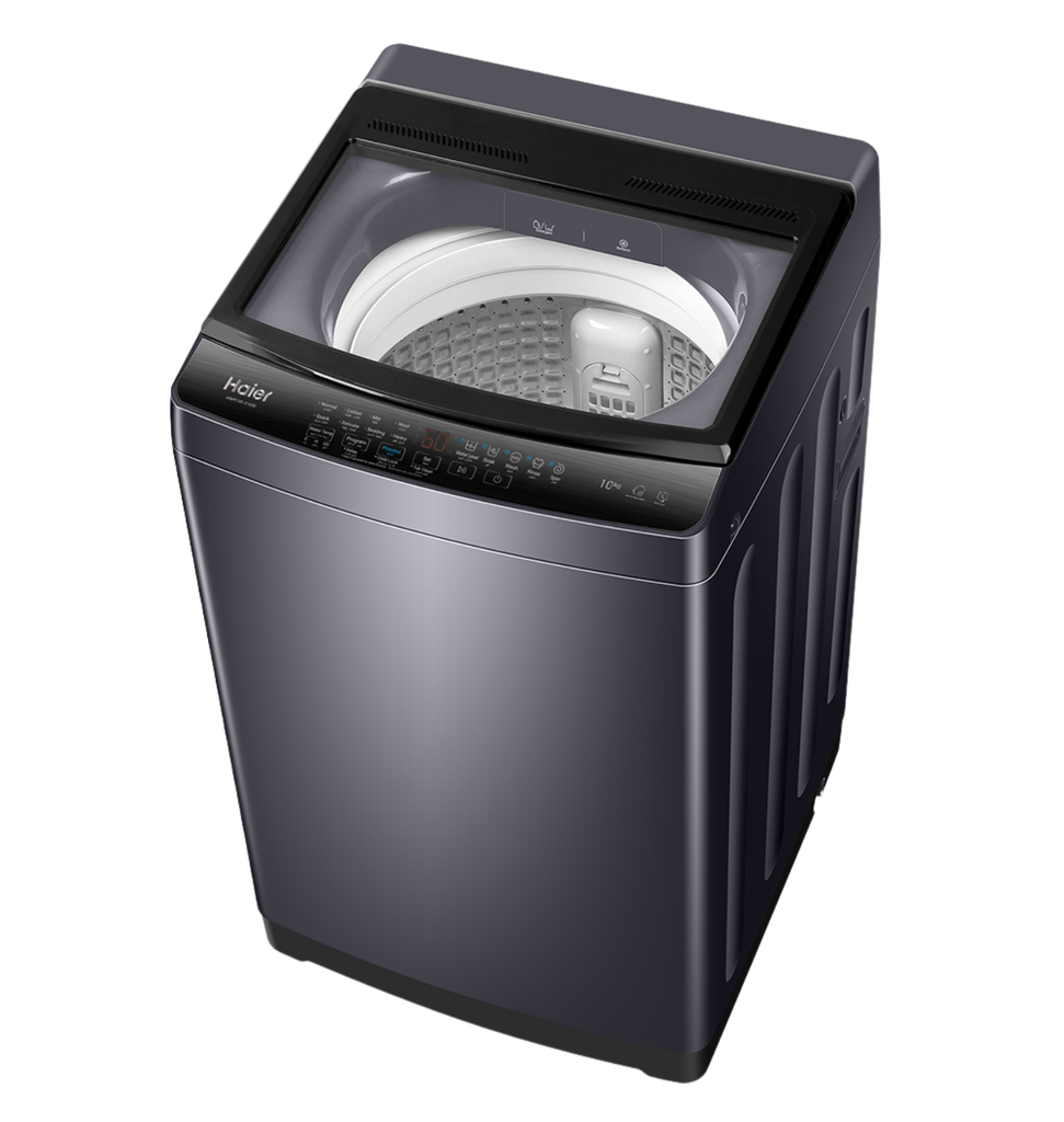 غساله هاير تحميل علوي 10ك سلفر غامق باب زجاج هيدروليك HWM100-316S8
