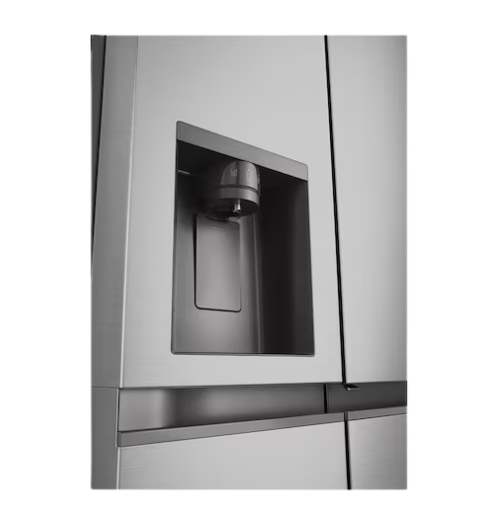 ثلاجه ال جي 638 لتر سايد باي سايد انفرتر سلفر بلاتنيوم بالحنفيه بدون وصلة مياه GC-J257KLKW