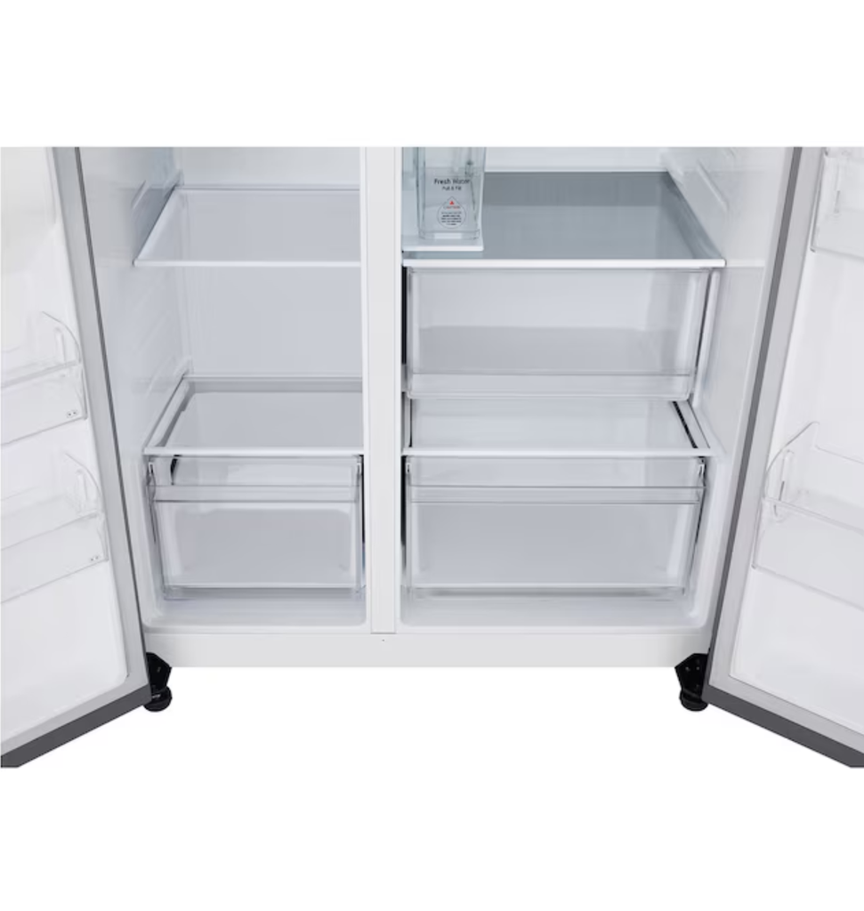 ثلاجه ال جي 638 لتر سايد باي سايد انفرتر سلفر بلاتنيوم بالحنفيه بدون وصلة مياه GC-J257KLKW