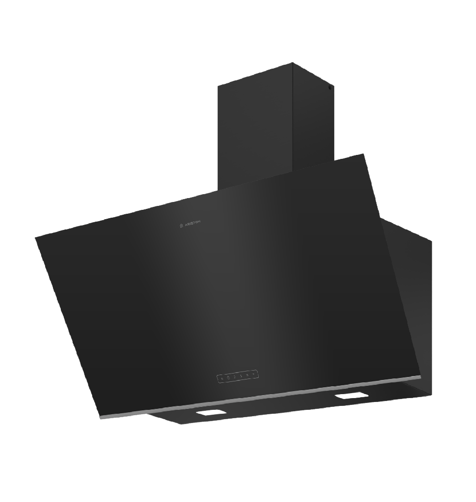 شفاط اريستون 90 سم هرمي مائل زجاج اسود ARO V9442F BNA