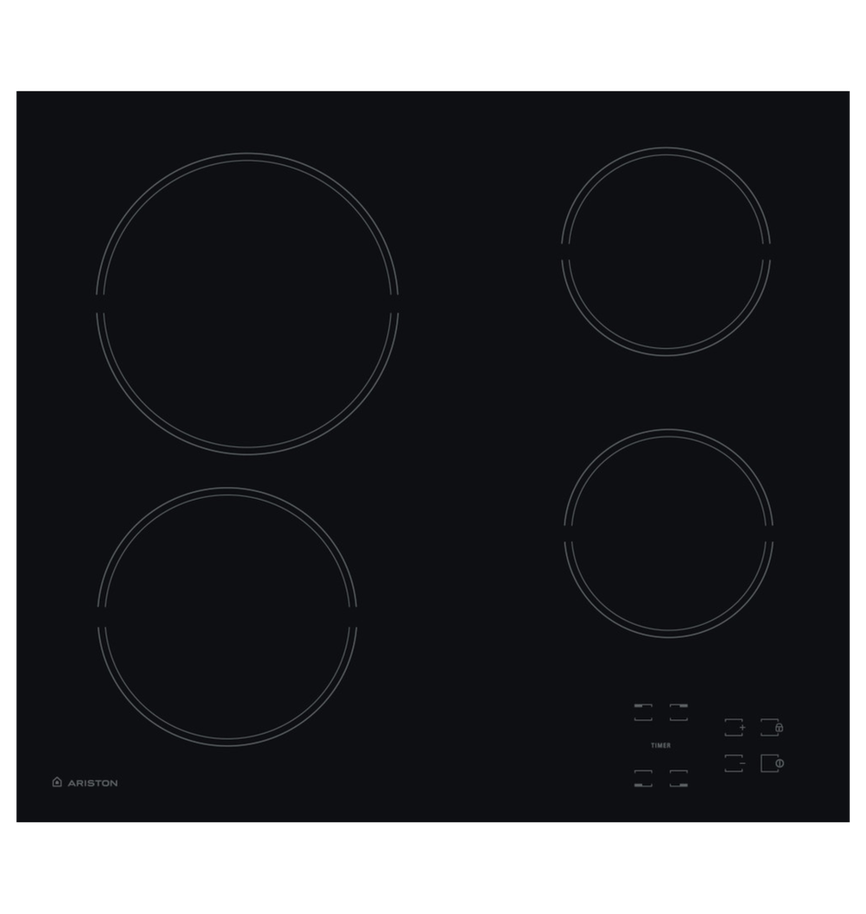 مسطح اريستون 60 سم زجاج سيراميك اسود تاتش  HR 611 C A