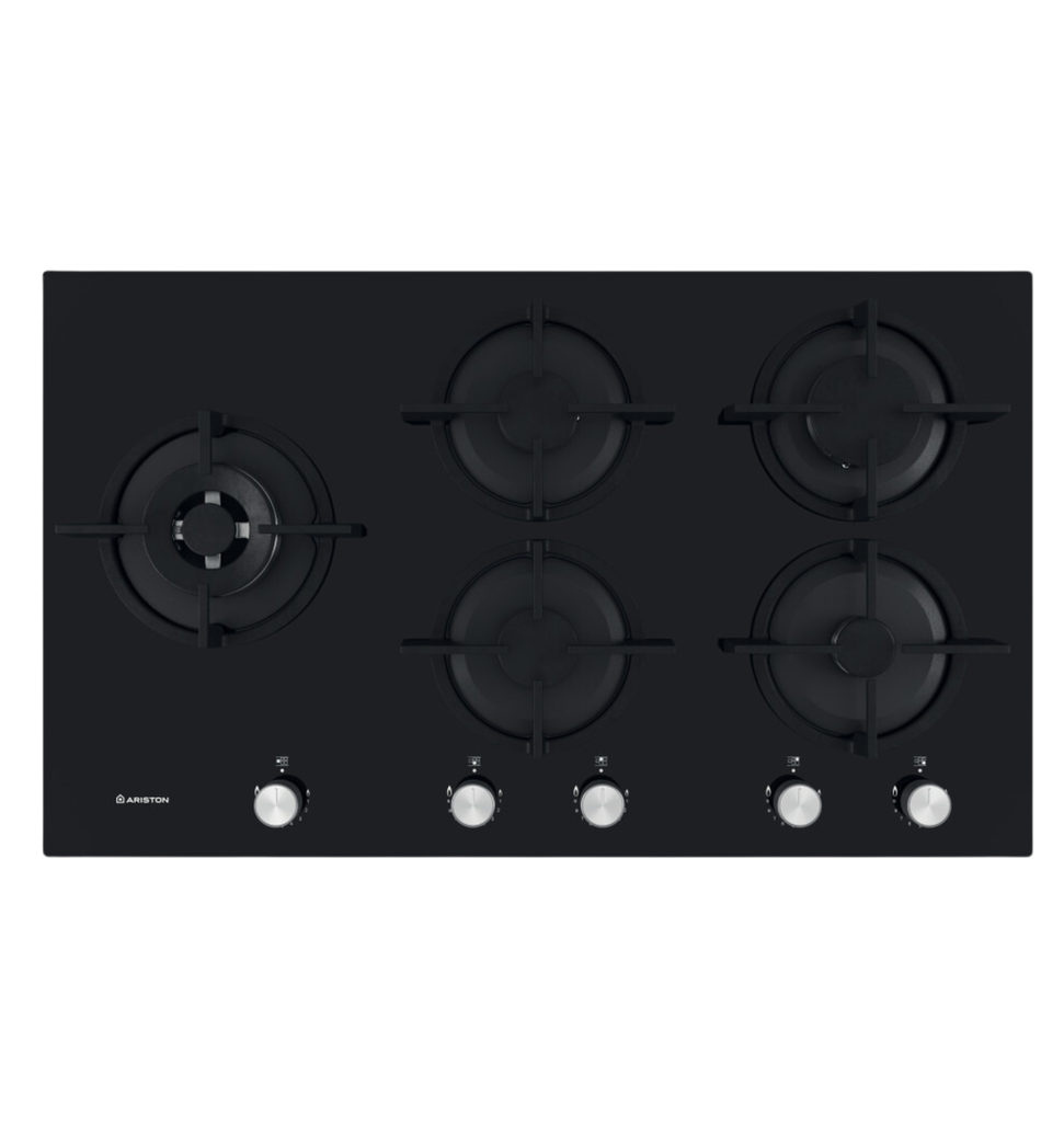 مسطح اريستون 90سم 5ش زجاج اسود غاز AGS92SBK