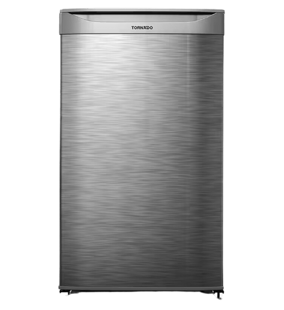 ثلاجه مينى بار تورنيدو 100 لتر باب واحد ديفروست سلفر MBR-AR100-S