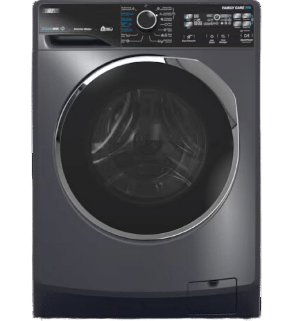 غساله زانوسي 8ك 1200 لفه رمادي غامق باب مزدوج اسود انفرتر ZWF8221DL7