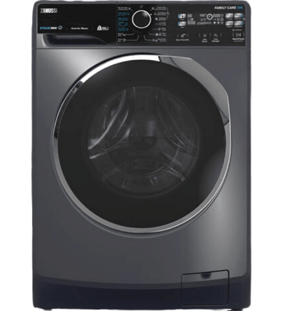 غساله زانوسي 7ك 1200 لفه رمادي غامق باب مزدوج اسود انفرتر ZWF7221DL7