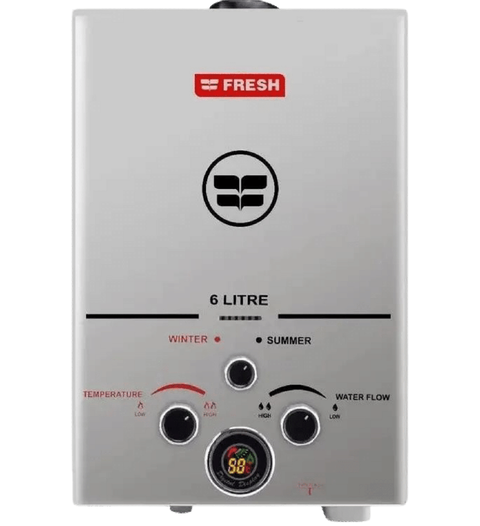 سخان غاز فريش 6 لتر فضي بالادابتر