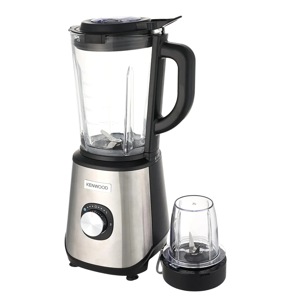 خلاط كينوود 1000 وات جسم ستانلس ودورق زجاج 2 لتر (مطحنه) + مبشره BLM45.720SS