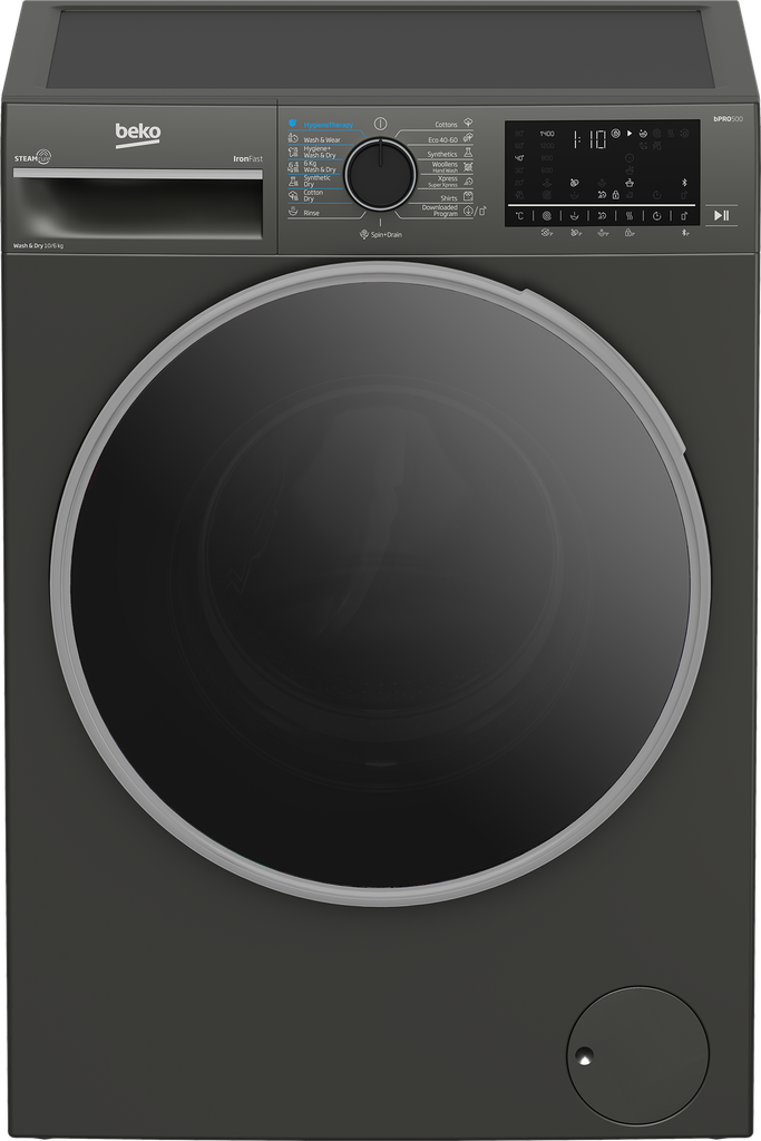 غساله بيكو 10ك 1400لفه بالمجفف 6ك سلفر ديجيتال انفرتر BWD10640MCI