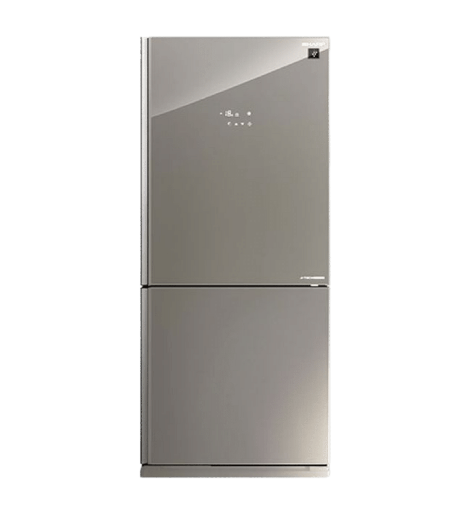 ثلاجه شارب 558 لتر انفرتر هايبرد بلازما ديجيتال فريزر سفلى زجاج سلفر SJ-GV73J-SL