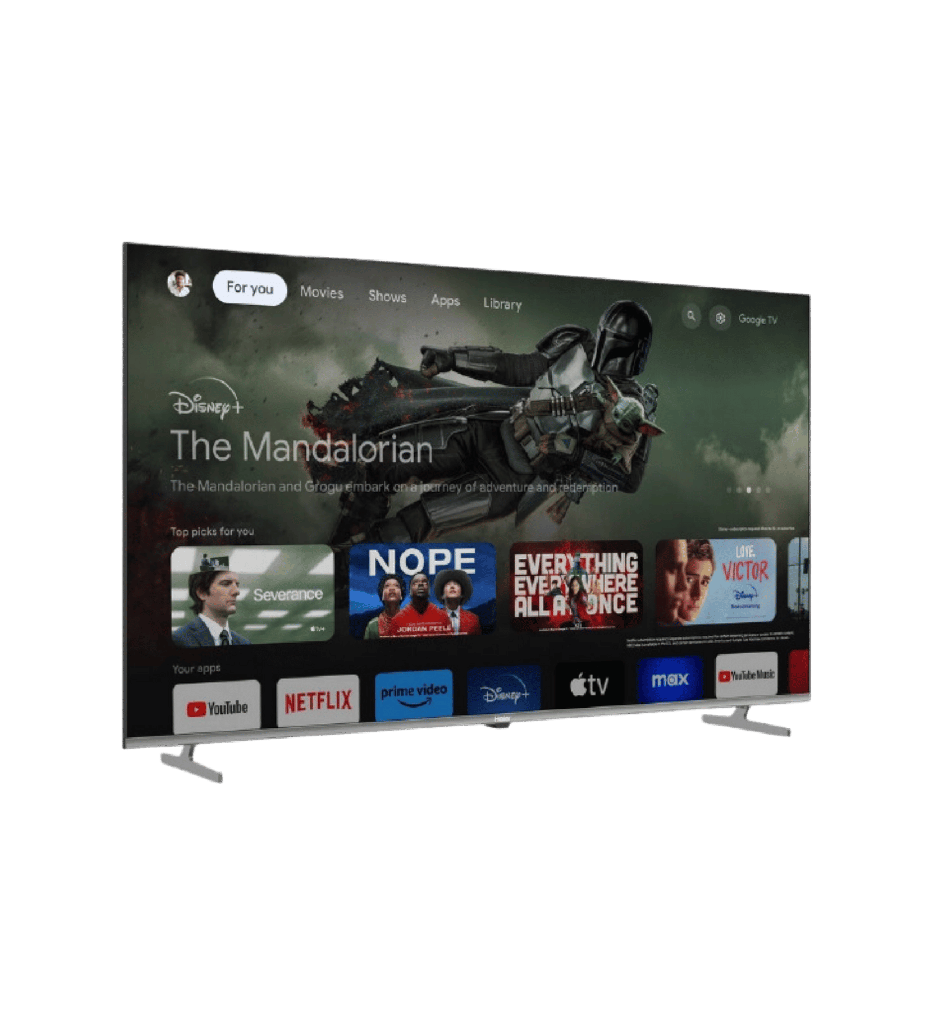 شاشه هاير 50 كيوليد سمارت 4K بدون فريم رسيفر داخلي جوجل TV تحكم صوتي بالريموت H50S80EU
