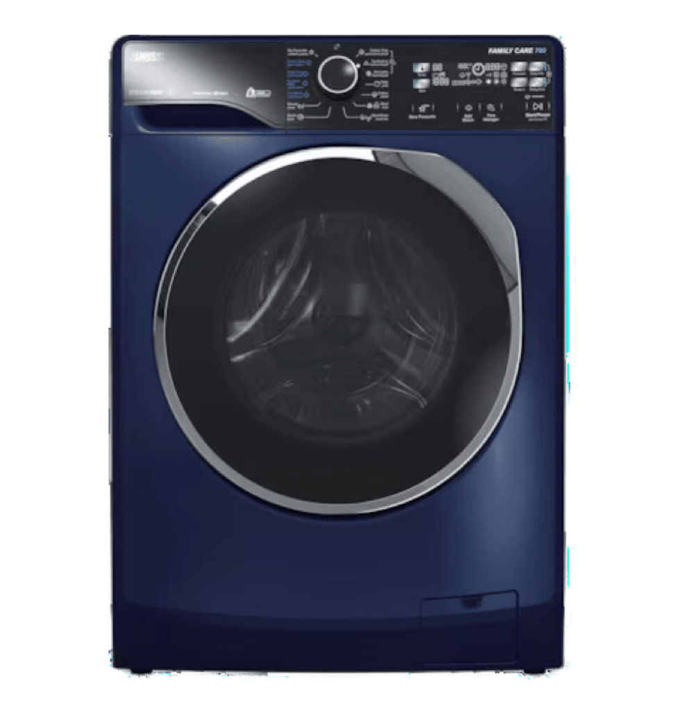 غساله زانوسي 8ك 1200 لفه TC2  ازرق ميد نايت باب مزدوج اسود إطار كروم انفرتر ZWF8221ML7