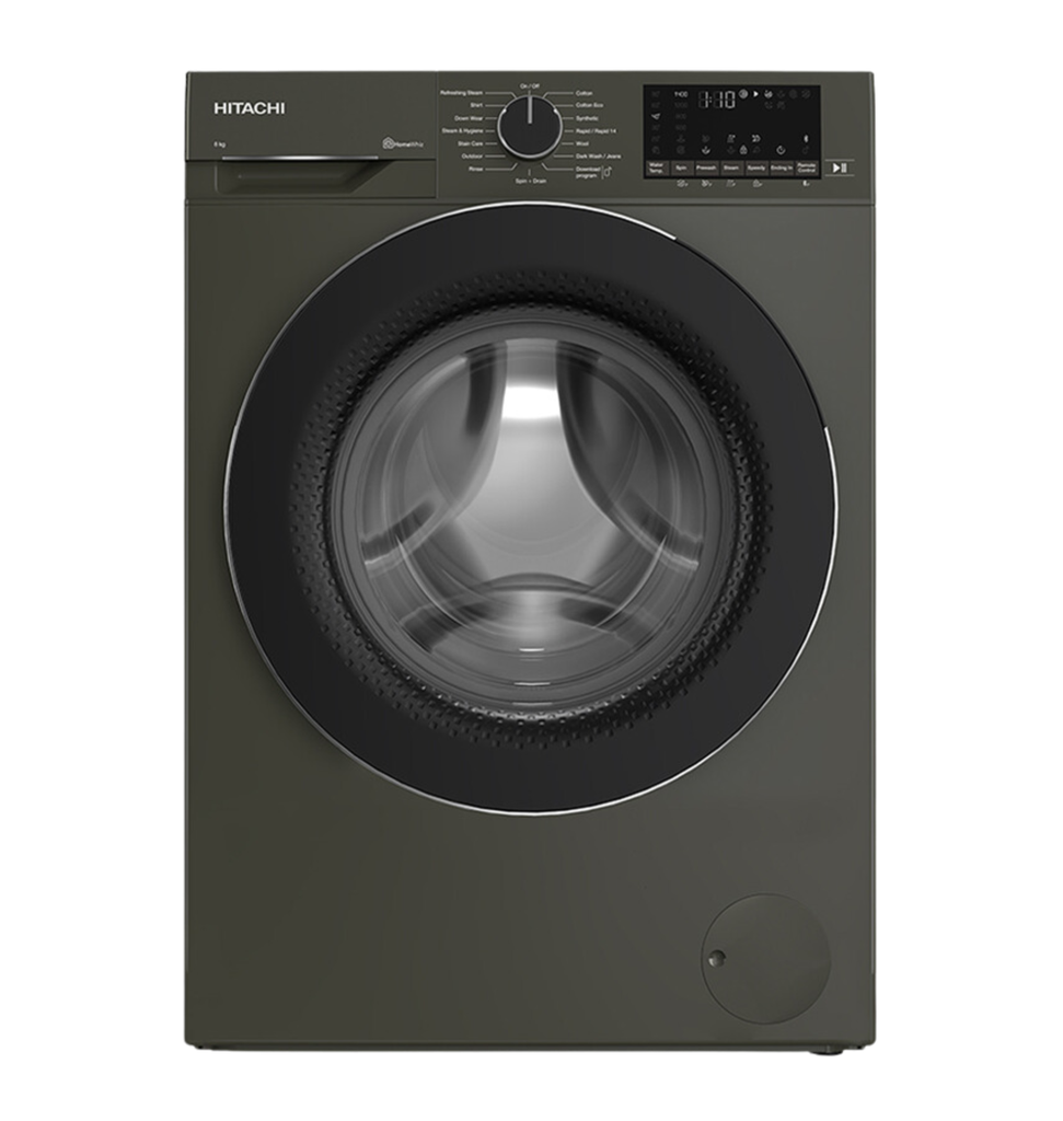 غساله هيتاشي 8ك 1400 لفه تركي بخار انفرتر رمادي BD-80YFVEM