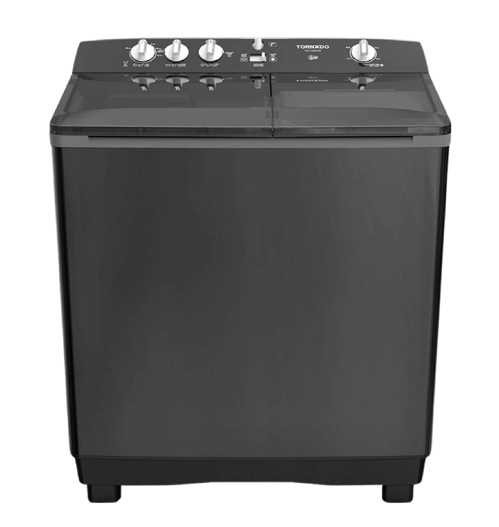 غساله تورنيدو هاف 10ك حوضين جسم معدني اسود TVH-HM10TS(BK)