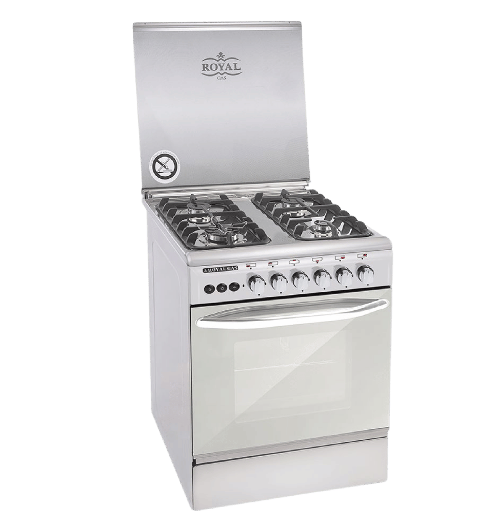 بوتجاز رويال كريستال 4 شعله استيل 60 سم كاست مروحه