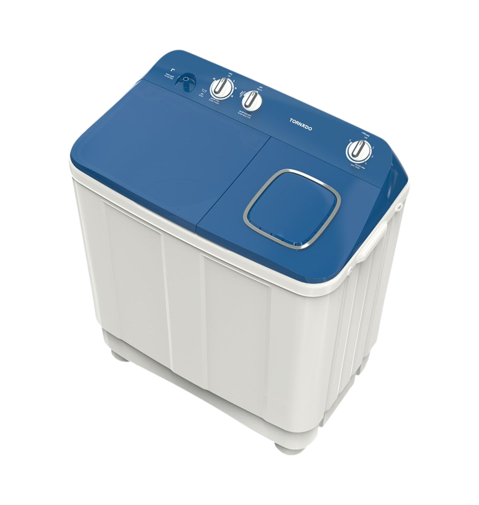 غساله تورنيدو هاف 10ك حوضين الشكل الجديد بالطلمبه غطاء ازرق TMH-HS10CP(WB)