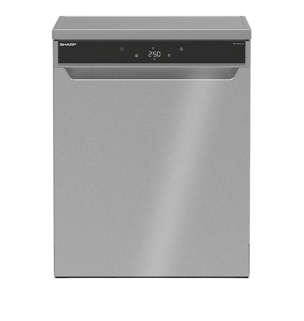 غساله اطباق شارب 14 فرد سلفر 10 برنامج ديجيتال انفرتر تانك تخزين تنظيف بالبخار وتجفيف وغسيل صامت 3 رف 3 رشاش QW-V1014A-SS