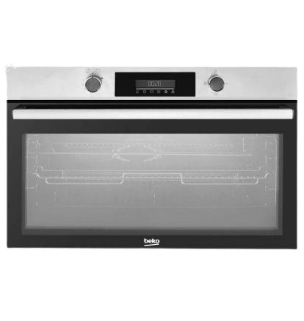 فرن بيكو 90 سم غاز اشعال ذاتي امان كامل 2 مروحه ستانلس ديجيتال BBWHT12300XS