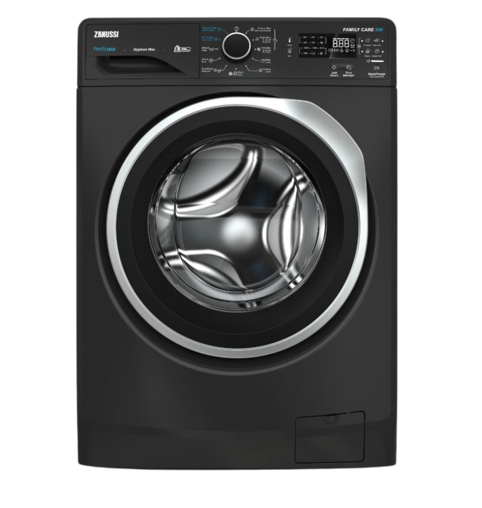 غساله زانوسي ديجيتال 8ك 1200 لفه TC4 رمادي غامق باب اسود باطار فضي ZWF8240DS5