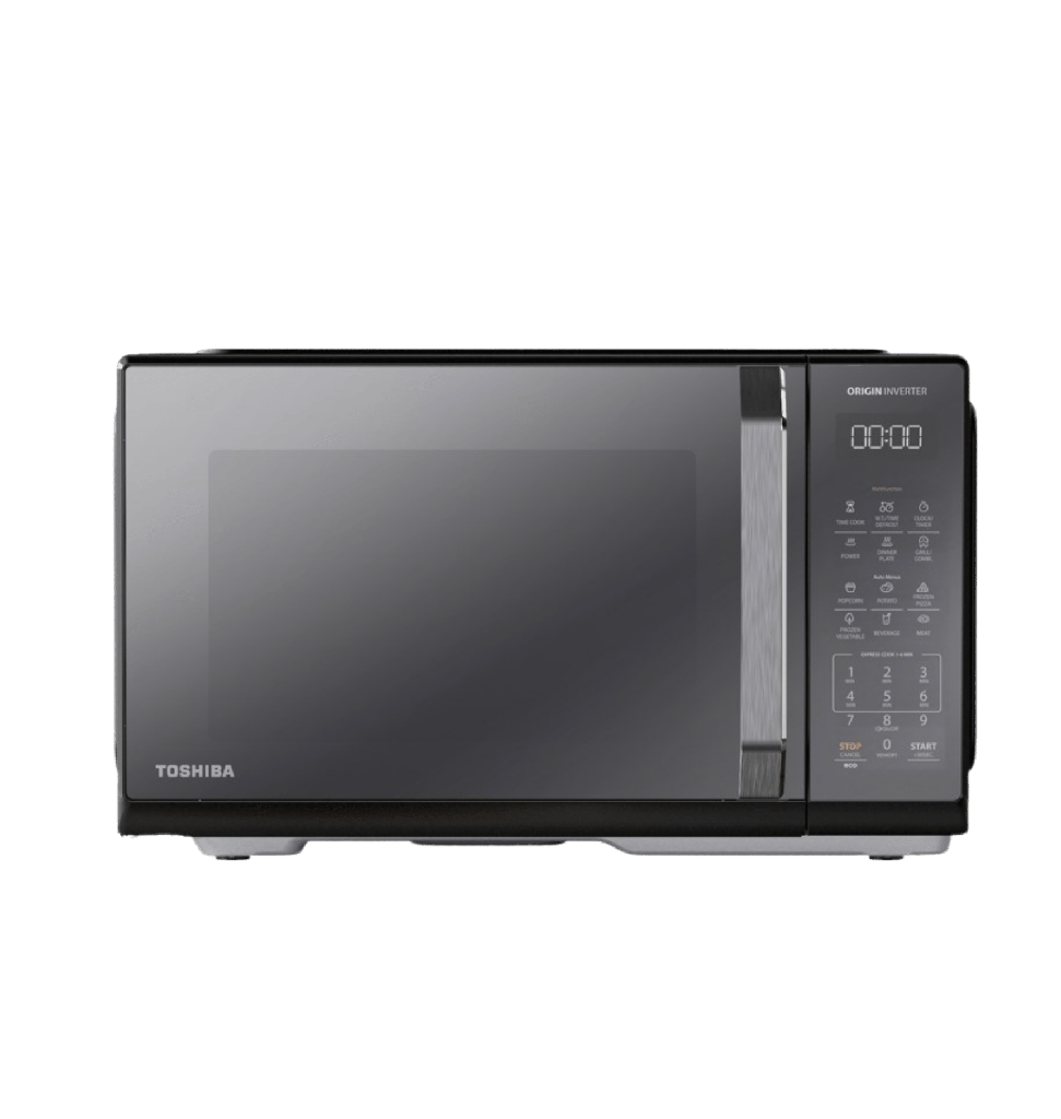 ميكروويف توشيبا 25 لتر جريل بالشوايه انفرتر باب زجاج اسود MW3-EG25PEI(BK)