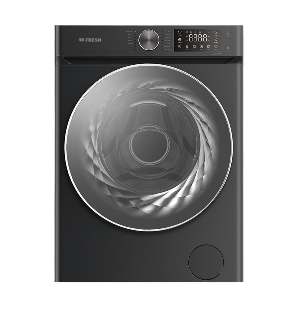 غساله فريش 8ك 1200 لفه انفرتر باب كريستال اسود RPM-G1-BL