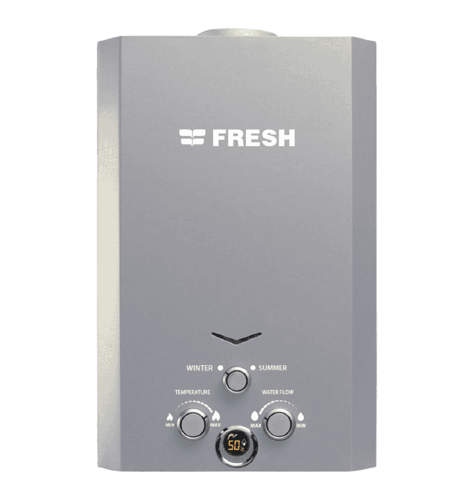 سخان غاز فريش 10 لتر غاز طبيعي فضي بالادابتر الجديد