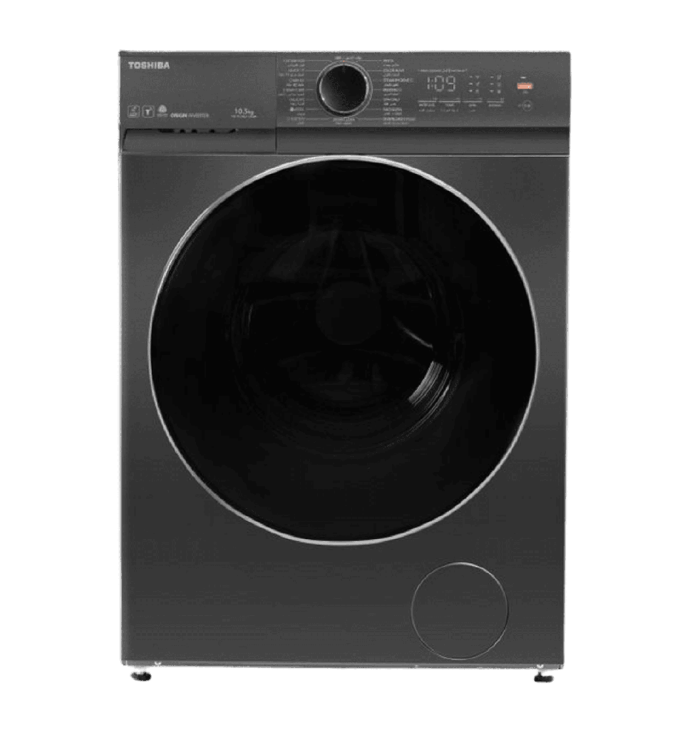 غساله توشيبا اتوماتيك 10.5ك 1400 لفه انفرتر بخار WiFi رمادي غامق /ميديا TW-T21BU115UWEG(MG)