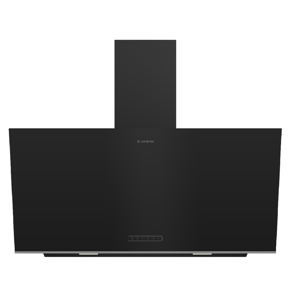 شفاط اريستون 90 سم هرمي مائل زجاج اسود ARO V9442F BNA