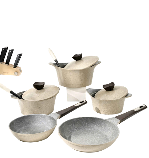 [104161] طقم جيرانيت نيو فلام كوري 11 قطعه +++ مضلع