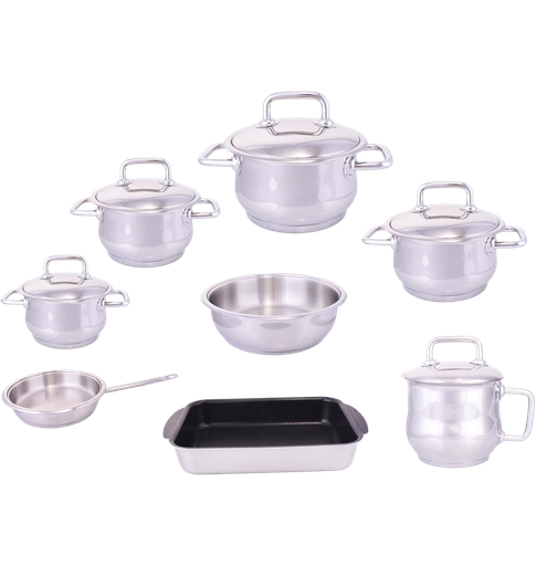 [105298] طقم ستيل سفينكس 13 ق + طاجن تيتانيوم