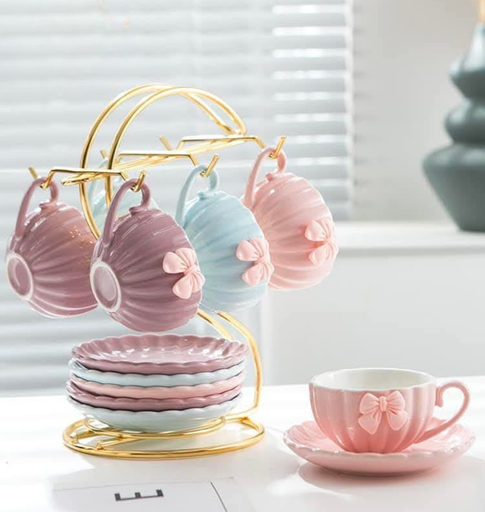 [105931] طقم قهوه رخامى علي حامل فيونكة الباشا