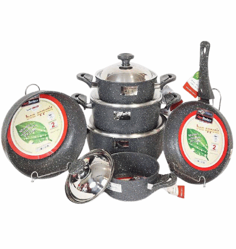 [106036] طقم سافلون جرانيت 10 ق يد بكاليت مدور