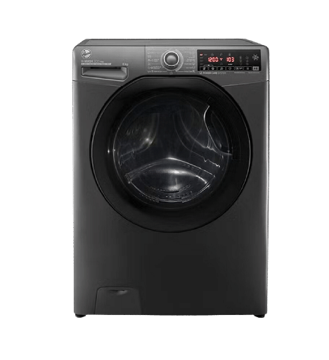 [2000047] غساله هوفر 8ك 1300 لفه بخار انفرتر WIFI سلفر باب اسود H3WS38TAMF7R-ELA