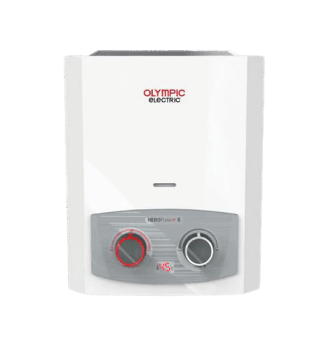 [945105586] سخان غاز اولمبيك الكتريك دلتا 6 لتر غاز طبيعي -ابيض-  بالادابتر اكرتين ديجيتال