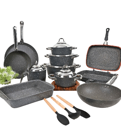 [2002165] طقم سافلون جرانيت 15 مدور يد استيل