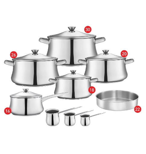 [330030305] طقم زهران كلاسيك 14 + كسروله 16 + صينيه 22 + 3 كنك