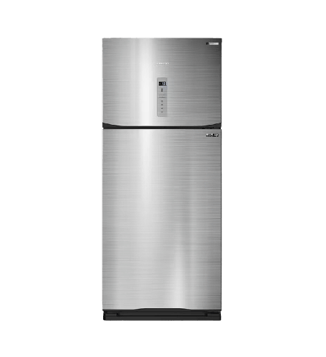 [2003063] ثلاجه تورنيدو 450 لتر 2 باب ديجيتال انفرتر بصانع مكعبات ثلج ستانلس غامق RF-580ATV-DST