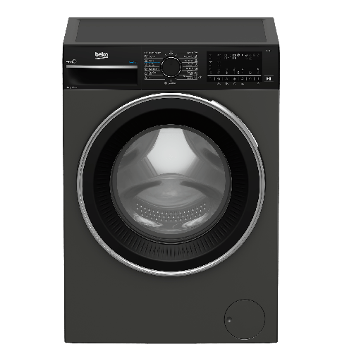 [7177884100] غساله بيكو 10ك 1600 لفه بخار ديجيتال رمادي باب اسود انفرتر B3WFU501040MCI