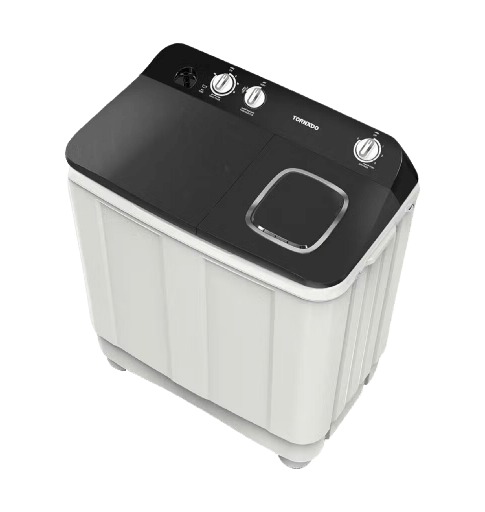 [2003449] غساله تورنيدو هاف 7ك حوضين الشكل الجديد غطاء اسود TMH-HS07C(WK)