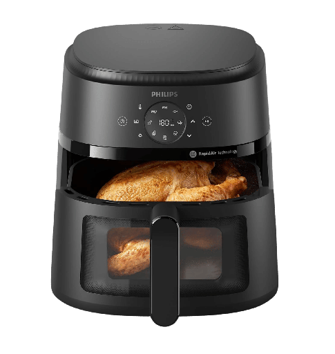 [2003473] قلايه فيليبس 6.2 لتر 1700 وات ديجيتال اسود باب شفاف بضمان I2 موديل NA230/00