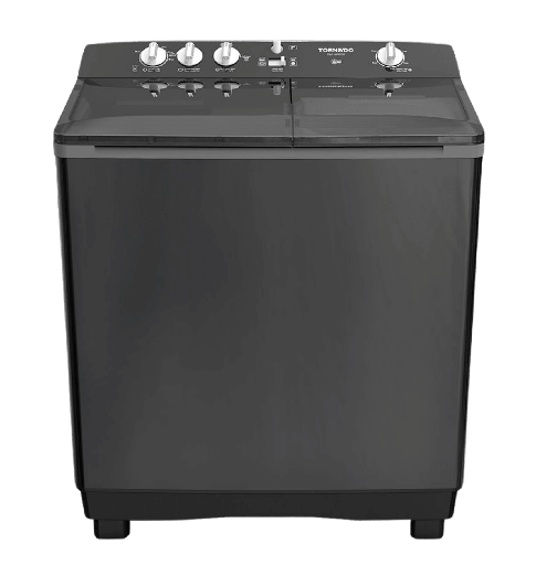 [2004047] غساله تورنيدو هاف 12ك حوضين جسم معدني اسود TVH-HM12TS(BK)