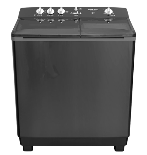 [2004205] غساله تورنيدو هاف 7ك حوضين جسم معدني اسود TVH-HM07T(BK)