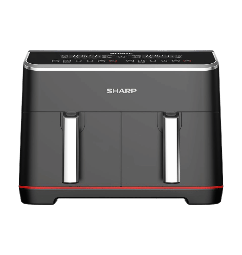 [2004276] قلايه هوائيه شارب 8لتر 1800وات ديجيتال دابل 2 درج بضمان العربي KF-DF80RT-EK2