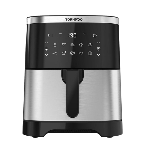 [2004972] قلايه تورنيدو 8 لتر 1800وات بدون زيت ديجيتال ستانلس x اسود TFE-A1808TS1A