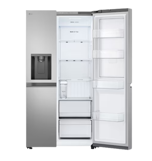 [2005366] ثلاجه ال جي 638 لتر سايد باي سايد انفرتر سلفر بلاتنيوم بالحنفيه بدون وصلة مياه GC-J257KLKW