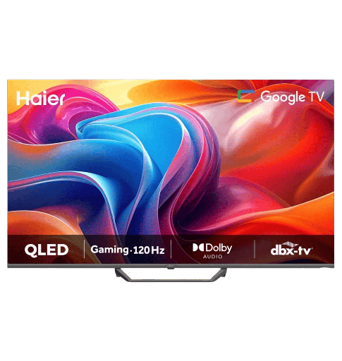 [2005370] شاشه هاير 55 كيوليد سمارت 4K بدون فريم رسيفر داخلي جوجل TV تحكم صوتي بالريموت H55S80FUX