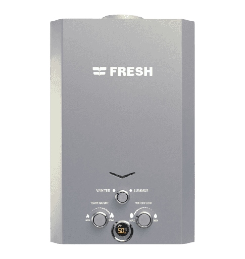 [500021925] سخان غاز فريش 10 لتر غاز طبيعي فضي بالادابتر الجديد