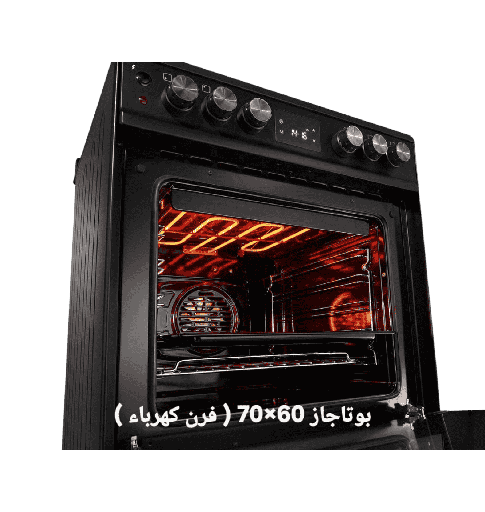 [1322217153] بوتجاز بريفكس 4شعله 70سم فرن كهرباء 2مفتاح اسودPCE70/BBB
